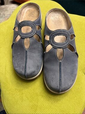 Dansko Women's Blue Suede Slip-On Clogs with Cutout Detail